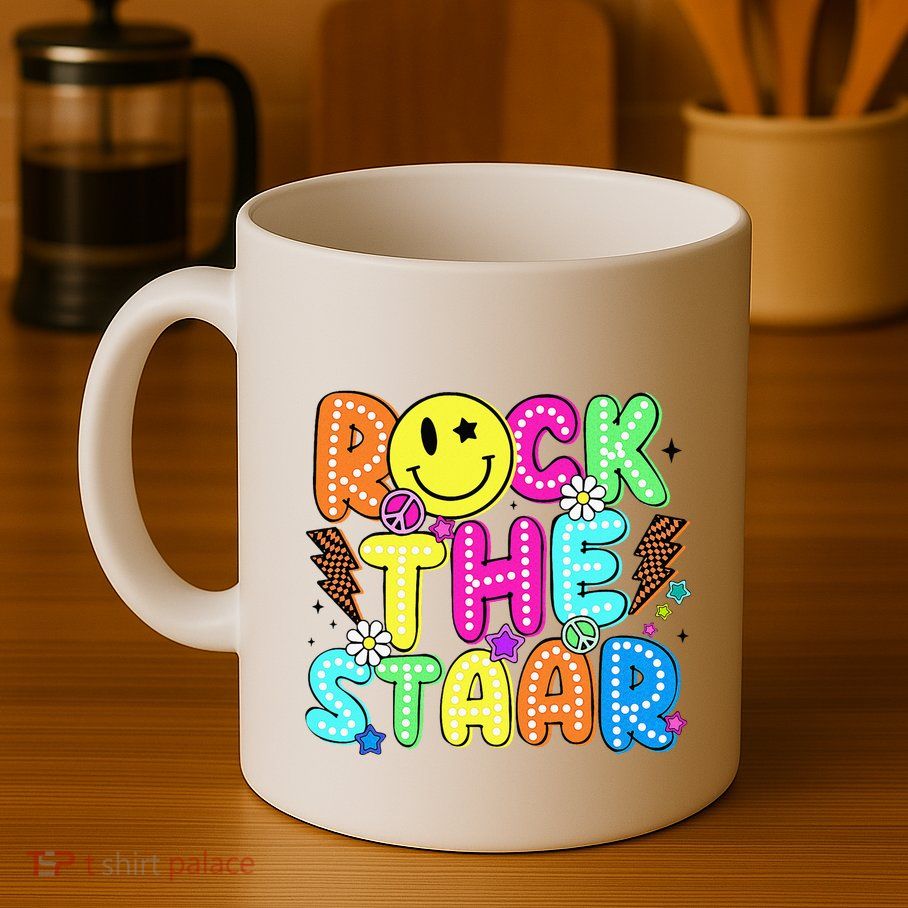 Funny Rock The Test Testing Day Teacher Student Motivational Mug