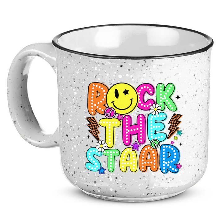 Funny Rock The Test Testing Day Teacher Student Motivational 15oz Campfire Ceramic Mug