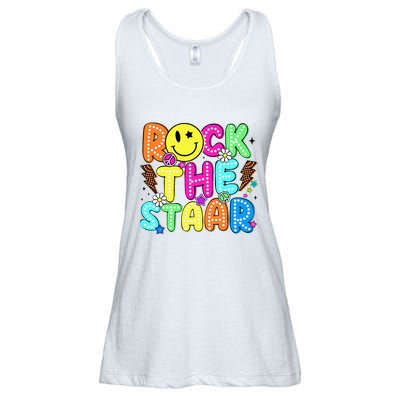 Funny Rock The Test Testing Day Teacher Student Motivational Ladies Essential Flowy Tank