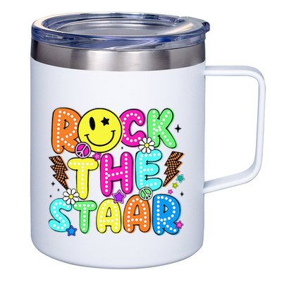 Funny Rock The Test Testing Day Teacher Student Motivational 12oz Stainless Steel Coffee Mug