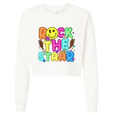 Funny Rock The Test Testing Day Teacher Student Motivational Cropped Pullover Crew