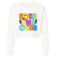 Funny Rock The Test Testing Day Teacher Student Motivational Cropped Pullover Crew