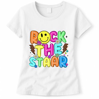 Funny Rock The Test Testing Day Teacher Student Motivational Womens T-Shirt