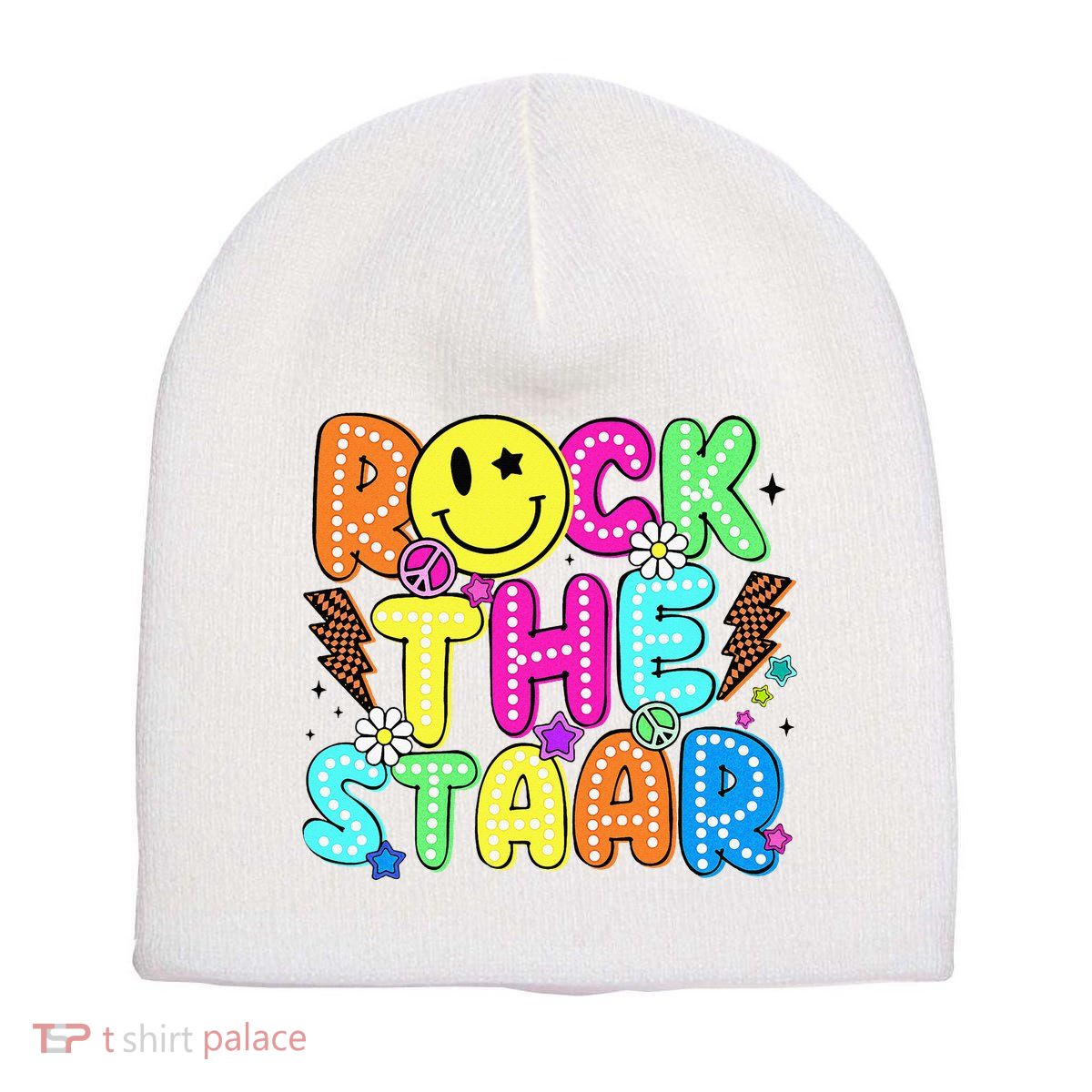 Funny Rock The Test Testing Day Teacher Student Motivational Short Acrylic Beanie