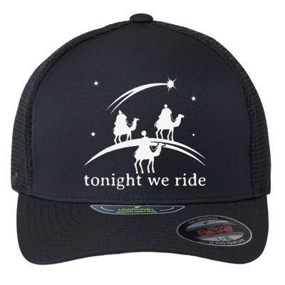 Funny Retro Tonight We Ride Jesus Christian Merry Christmas Flexfit Unipanel Trucker Cap