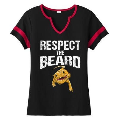 Funny Respect The Beard Gift Cute Bearded Dragon Gift Ladies Halftime Notch Neck Tee