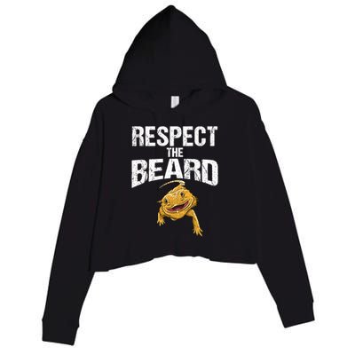 Funny Respect The Beard Gift Cute Bearded Dragon Gift Crop Fleece Hoodie