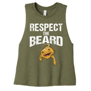 Funny Respect The Beard Gift Cute Bearded Dragon Gift Women's Racerback Cropped Tank