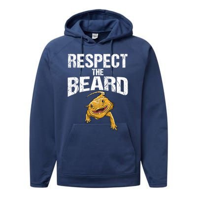 Funny Respect The Beard Gift Cute Bearded Dragon Gift Performance Fleece Hoodie