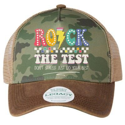Funny Rock The Test Don't Stress Testing Day Teacher Student Legacy Tie Dye Trucker Hat