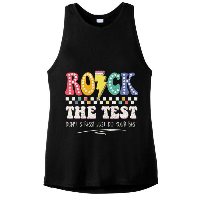 Funny Rock The Test Don't Stress Testing Day Teacher Student Ladies PosiCharge Tri-Blend Wicking Tank