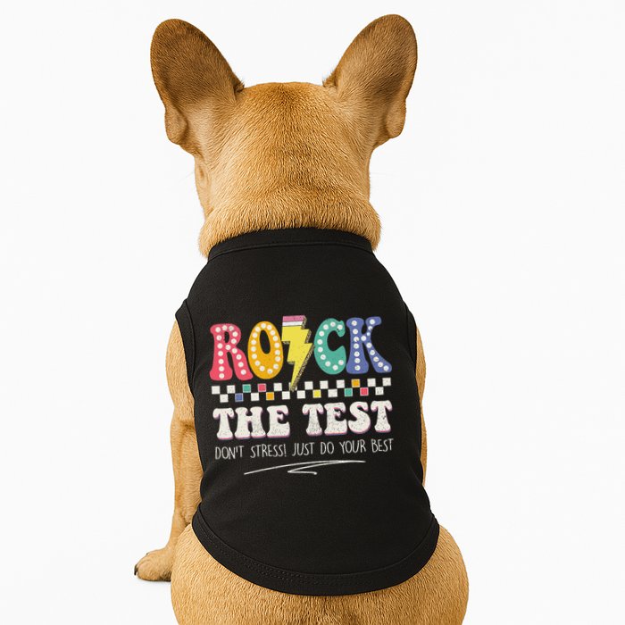 Funny Rock The Test Don't Stress Testing Day Teacher Student Doggie Tank