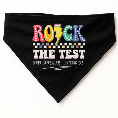 Funny Rock The Test Don't Stress Testing Day Teacher Student USA-Made Doggie Bandana
