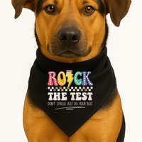 Funny Rock The Test Don't Stress Testing Day Teacher Student USA-Made Doggie Bandana