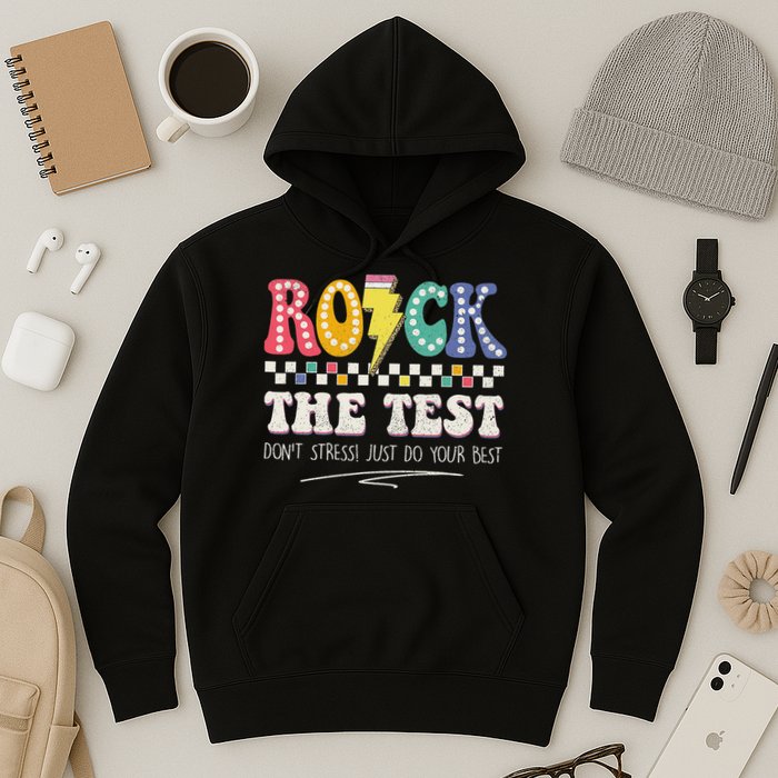 Funny Rock The Test Don't Stress Testing Day Teacher Student Hoodie