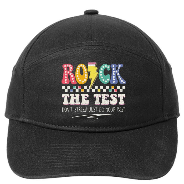 Funny Rock The Test Don't Stress Testing Day Teacher Student 7-Panel Snapback Hat