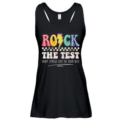 Funny Rock The Test Don't Stress Testing Day Teacher Student Ladies Essential Flowy Tank