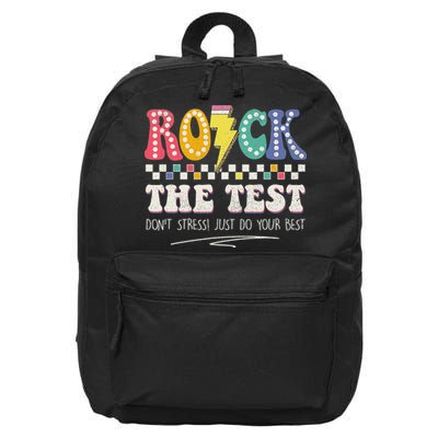 Funny Rock The Test Don't Stress Testing Day Teacher Student 16 in Basic Backpack