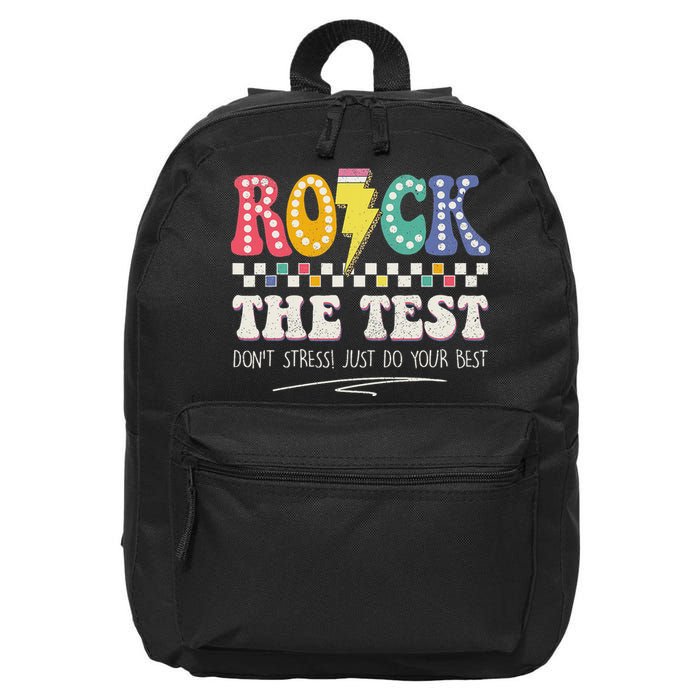 Funny Rock The Test Don't Stress Testing Day Teacher Student 16 in Basic Backpack