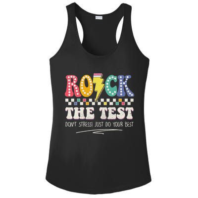 Funny Rock The Test Don't Stress Testing Day Teacher Student Ladies PosiCharge Competitor Racerback Tank