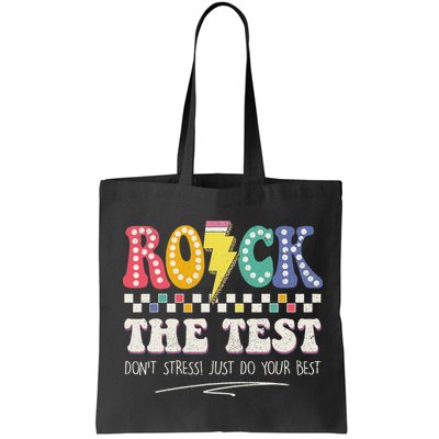 Funny Rock The Test Don't Stress Testing Day Teacher Student Bag