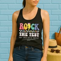 Funny Rock The Test Don't Stress Testing Day Teacher Student Womens Tank Top