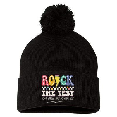 Funny Rock The Test Don't Stress Testing Day Teacher Student Pom Pom 12in Knit Beanie