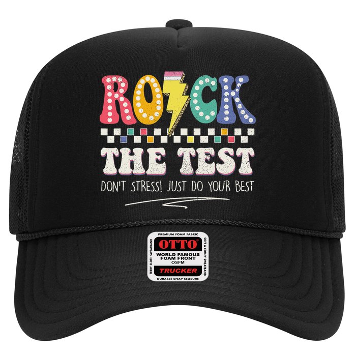 Funny Rock The Test Don't Stress Testing Day Teacher Student Trucker Hat
