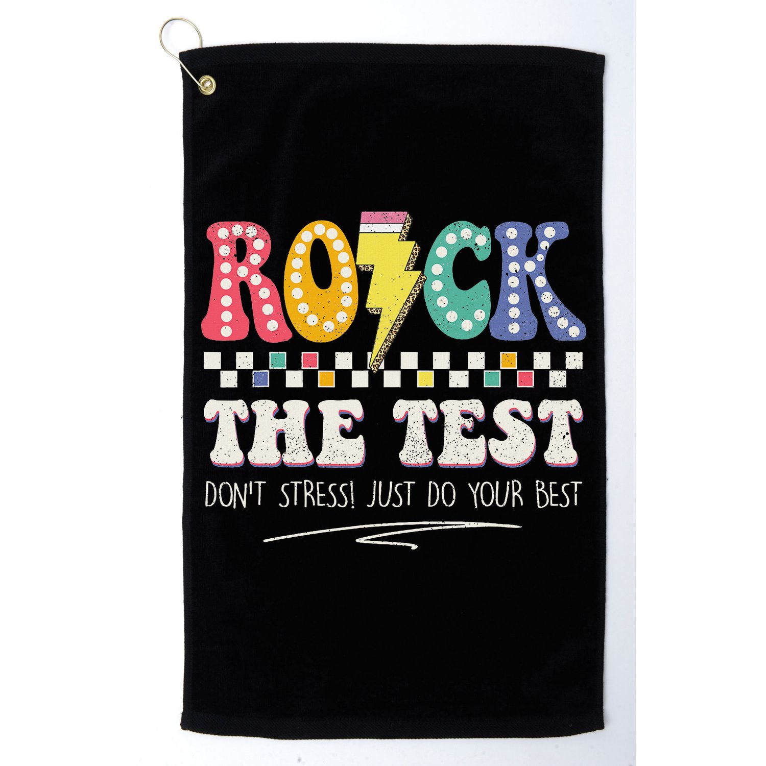 Funny Rock The Test Don't Stress Testing Day Teacher Student Golf Towel