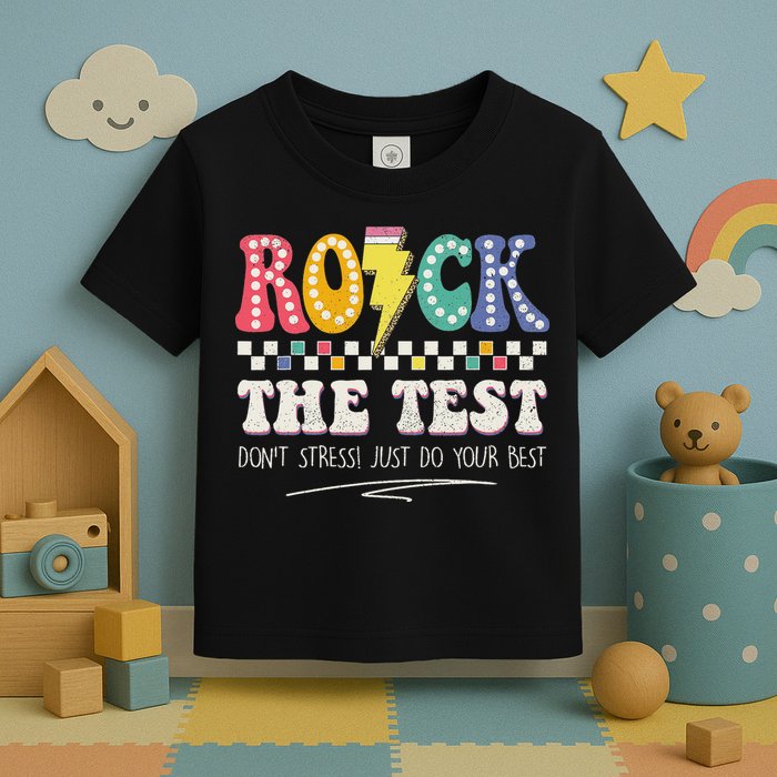Funny Rock The Test Don't Stress Testing Day Teacher Student Toddler T-Shirt
