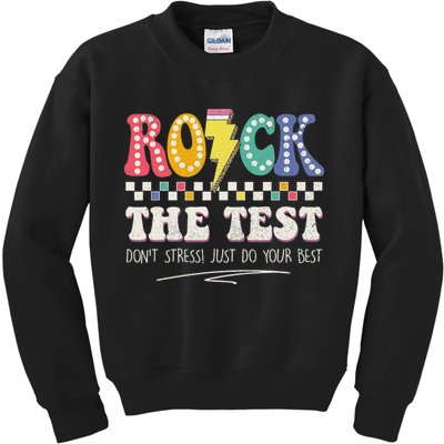 Funny Rock The Test Don't Stress Testing Day Teacher Student Kids Sweatshirt