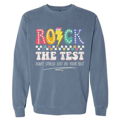 Funny Rock The Test Don't Stress Testing Day Teacher Student Garment-Dyed Sweatshirt
