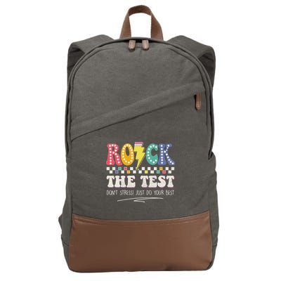 Funny Rock The Test Don't Stress Testing Day Teacher Student Cotton Canvas Backpack