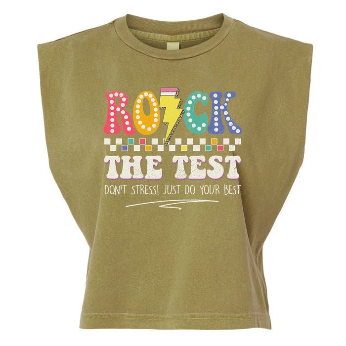 Funny Rock The Test Don't Stress Testing Day Teacher Student Garment-Dyed Women's Muscle Tee
