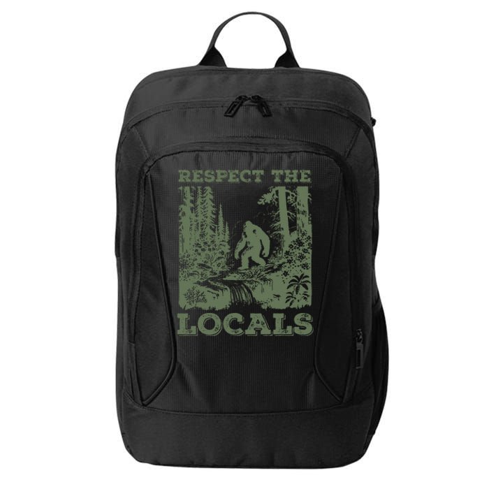 Funny Respect The Locals Big Foot Sasquatch Yeti Walking In The Forest Vintage City Backpack