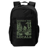 Funny Respect The Locals Big Foot Sasquatch Yeti Walking In The Forest Vintage Daily Commute Backpack