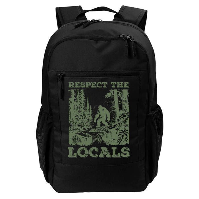 Funny Respect The Locals Big Foot Sasquatch Yeti Walking In The Forest Vintage Daily Commute Backpack