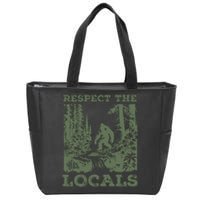 Funny Respect The Locals Big Foot Sasquatch Yeti Walking In The Forest Vintage Zip Tote Bag