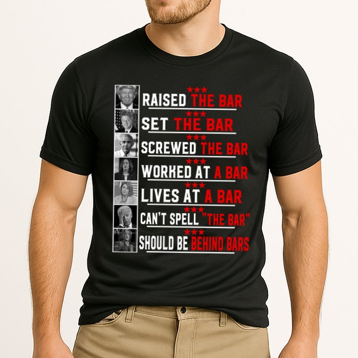 Funny Raised The Bar Pro Donald Trump Quote Cooling Performance Crew T-Shirt