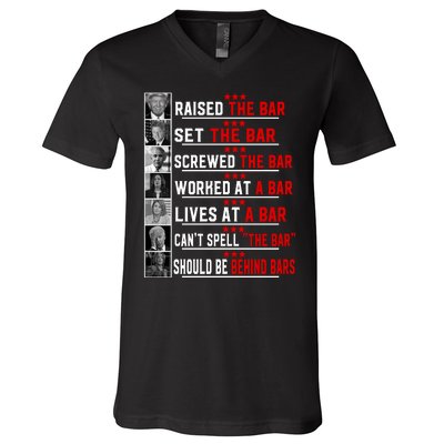 Funny Raised The Bar Pro Donald Trump Quote V-Neck T-Shirt