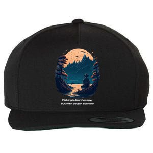 Fishing Relaxing Therapy Quote Meaningful Gift Wool Snapback Cap