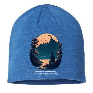 Fishing Relaxing Therapy Quote Meaningful Gift Sustainable Beanie