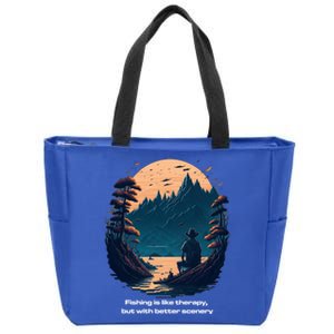 Fishing Relaxing Therapy Quote Meaningful Gift Zip Tote Bag