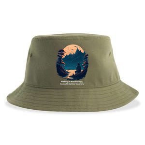 Fishing Relaxing Therapy Quote Meaningful Gift Sustainable Bucket Hat