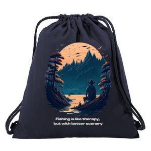 Fishing Relaxing Therapy Quote Meaningful Gift Drawstring Bag