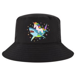 Funny Rainbow Unicorn Riding Shark Cool Comfort Performance Bucket Hat