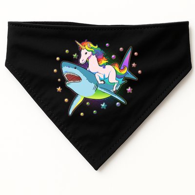 Funny Rainbow Unicorn Riding Shark USA-Made Doggie Bandana