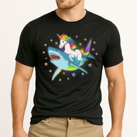 Funny Rainbow Unicorn Riding Shark Performance Shirt