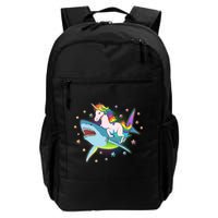 Funny Rainbow Unicorn Riding Shark Backpack
