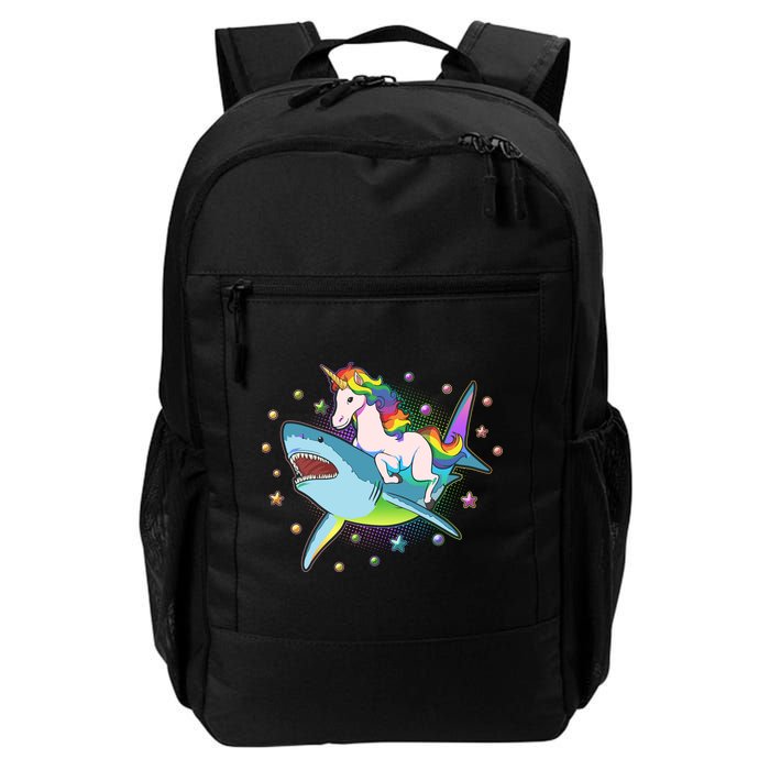 Funny Rainbow Unicorn Riding Shark Backpack